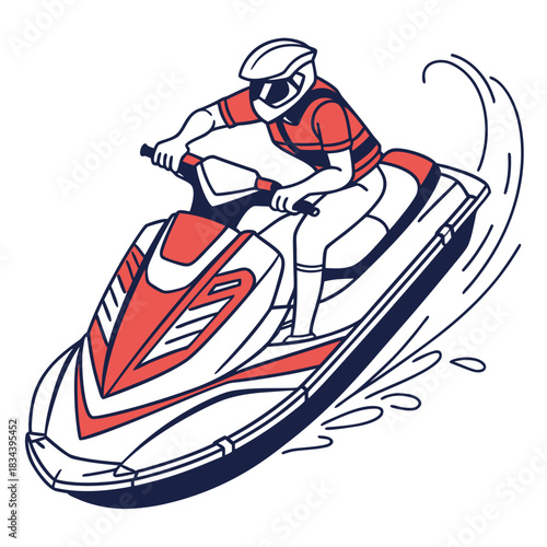 Person Riding a Jet Ski with Red Accents on White Background watercraft personal watercraft