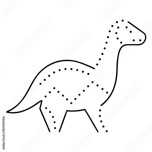 Dinosaur outline with dotted lines for tracing activity