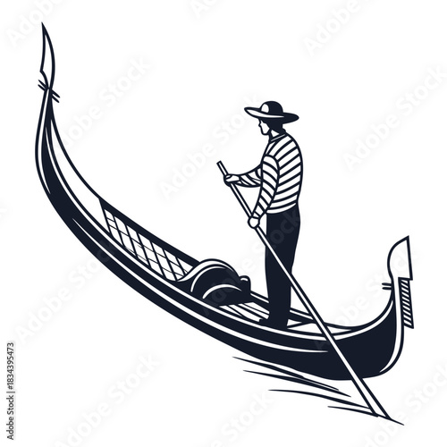 Gondolier Rowing a Gondola in Venice Style Italy boat