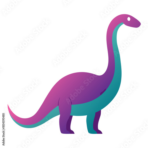 Cute cartoon dinosaur with purple and teal gradient