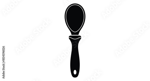 Simple black and white hair brush icon illustration in silhouette style silhouette