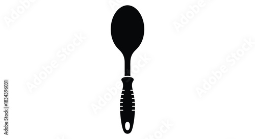 Spoon silhouette with decorative handle for cooking and serving food silhouette