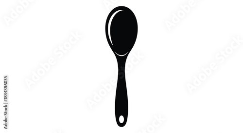 Isolated black and white spoon image for cooking and kitchen use silhouette