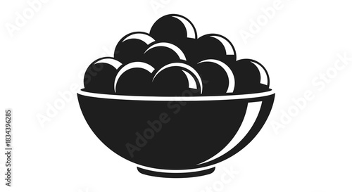 Bowl full of olives or berries illustration simple silhouette