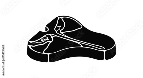 T bone steak cut silhouette on white background food illustration silhouette