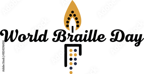 World braille day celebration with a lit torch symbolizing knowledge and awareness for the visually impaired