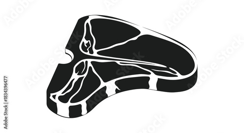 T bone steak cut silhouette on white background for butcher shop or restaurant silhouette