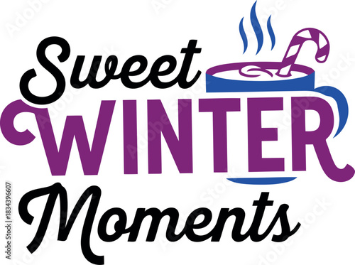 Cozy sweet winter moments with a warm drink and festive holiday decorations on a white background