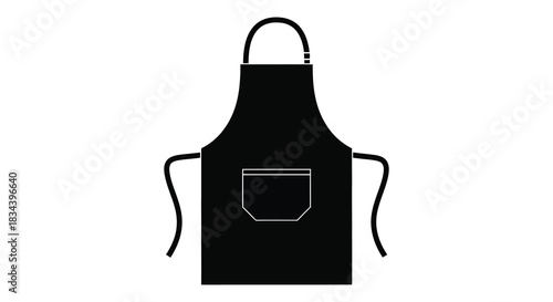 Simple apron with pocket black and white silhouette