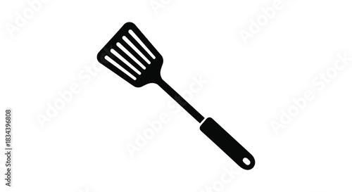 Slotted spatula kitchen utensil for cooking and serving food silhouette