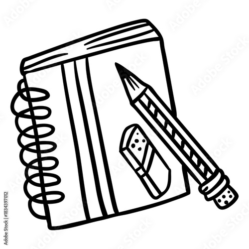 Hand drawn notebook pencil eraser stroke