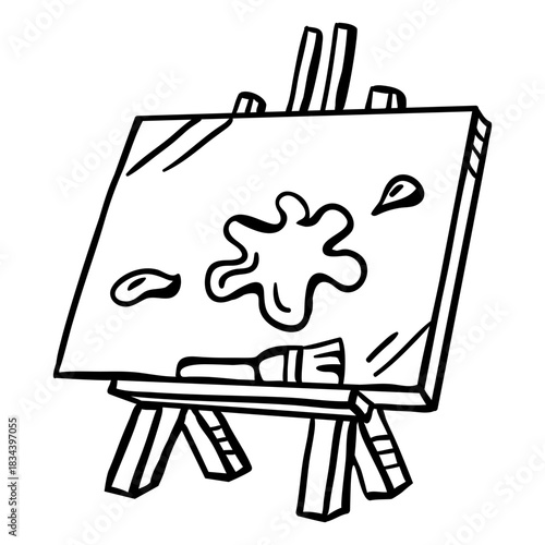 Hand drawn painting canvas easel stroke