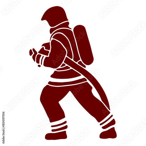 Hose firefighter profile silhouette