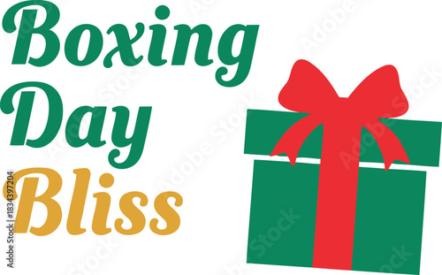 Festive boxing day bliss with a green gift box and red bow celebrating post christmas shopping and sales