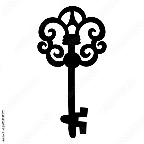 Ornamental key silhouette