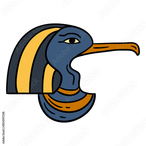 Hand drawn egypt deity head symbol