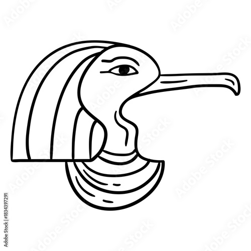 Hand drawn egypt deity head symbol stroke