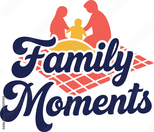 Joyful family moments captured in a whimsical illustration with a picnic blanket and silhouettes