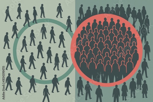 Illustrative depiction of social dynamics illustrating the interplay between individualism and collectivism emphasizing behavioral patterns and group identity formation