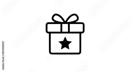 Star marked gift black white icon 