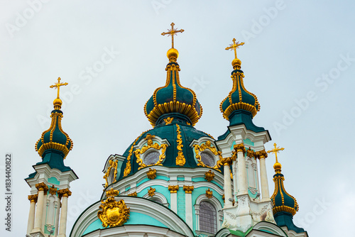Bronze bells and Baroque dome of St. Andrew’s Church on Kyiv’s historic Andriyivskyy Descent