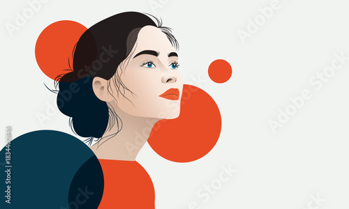  Abstract female face with blue eyes