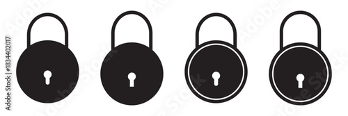 Set of security lock icons. Circle with lock icon. Security lock, cyber defence. Vector illustration.