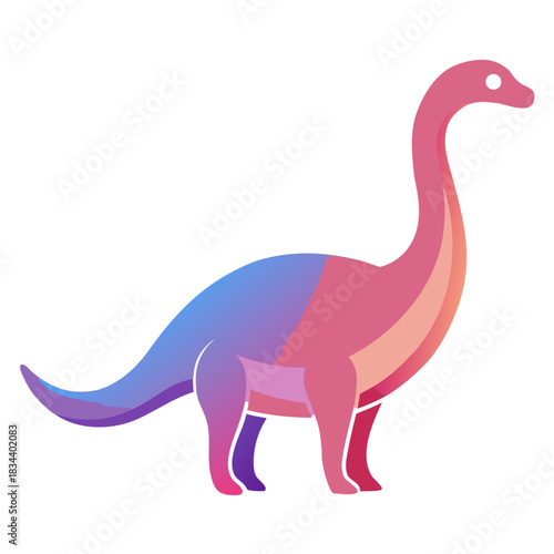 Colorful gradient brontosaurus dinosaur illustration