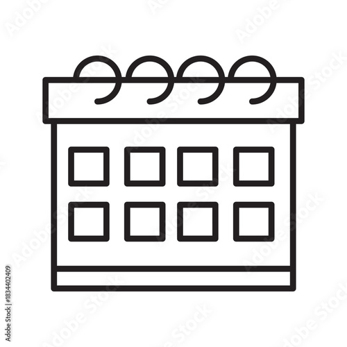 Crisp black and white calendar icon a simple reminder days neatly blocked bound with silver rings anticipating upcoming