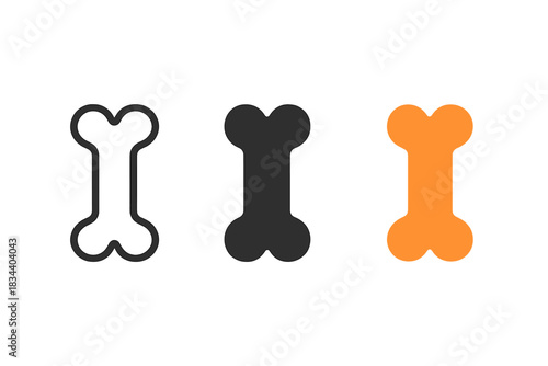 Minimalist Bone Icons. three minimal vector icons of minimalist bone shapes aligned in rhythmic chant formation, line outline