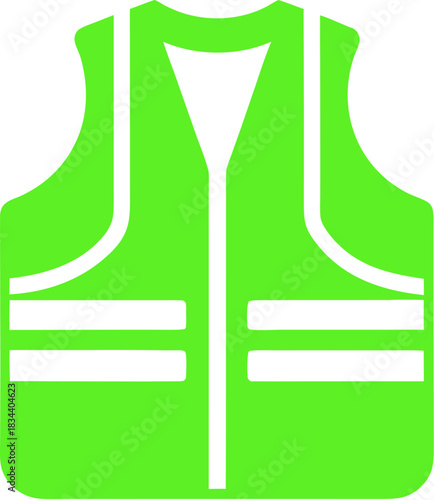 Vibrant Green Safety Vest Icon for Construction and Road Work Zones