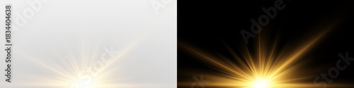 Starlight flare with shine and golden beams in a bright overlay. Glow, sparkle, glittering light and star rays.