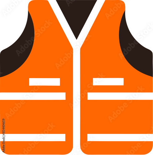 Orange Safety Vest Icon for Construction and Emergency Response Staff
