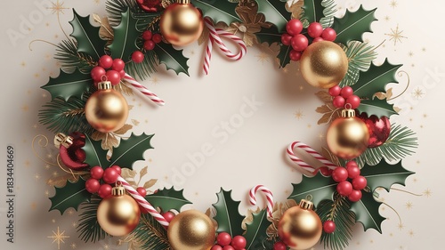 hires for Christmas background new year and presentation 16 9 size with items flower and decoration with gifts, accessories and colored balls 
