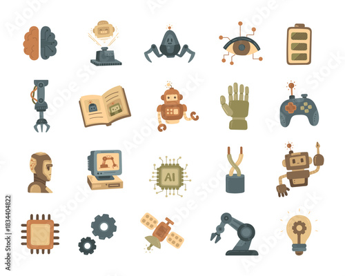 Technology set in scandinavian style for advanced ai mechanisms with circuits processor automation tool and innovative engineering concepts themed robotics communication devices for your projects