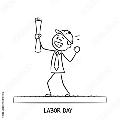 Happy worker celebrating with diploma in hand for Labor Day  
