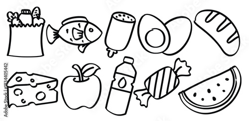Set of hand drawn Food and drink theme Symbol Isolated Vector