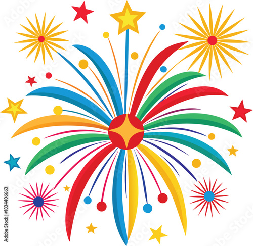 Bright Festival Colorful Fireworks Vector Design.