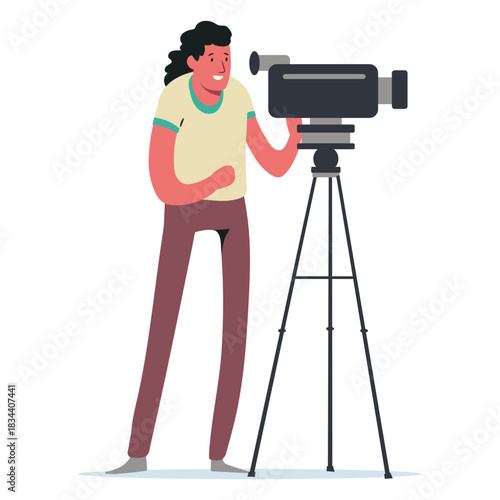 Camerawoman character illustration