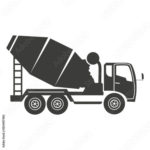 Concrete mixer construction machine illustration