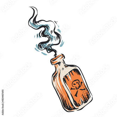 Mortal poison bottle illustration