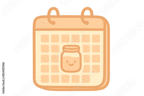 Doodle Mason Jar Calendar. A calendar showing a "ready to taste" date with a tiny happy mason jar icon, soft rounded edges,