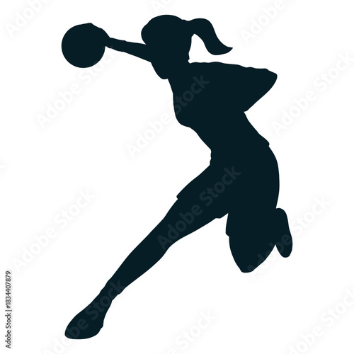 Woman handball player silhouette