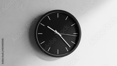 Wallpaper Mural Black Clock Timelapse on a White Wall Showcasing the Passing of Time and Time Management Torontodigital.ca