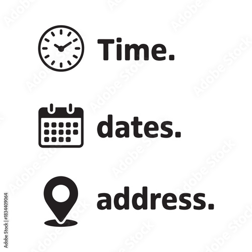 Set of time dates address icons
