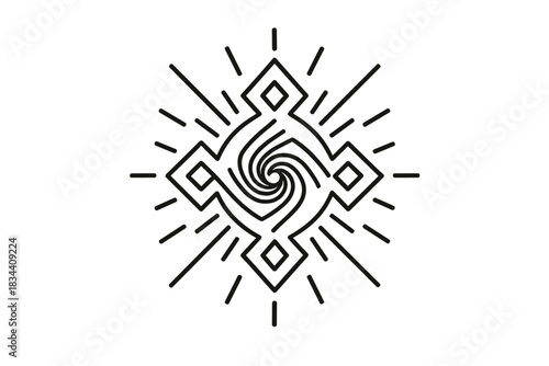 Radiant Geometric Expansion. Line style icons of a visionary artwork increasing drive: radiant pattern expanding through