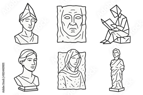 Sculpted Paper Oracles. Icons for: a sculpted paper oracle form, a carved parchment face of fate, a folded figure reading destiny,