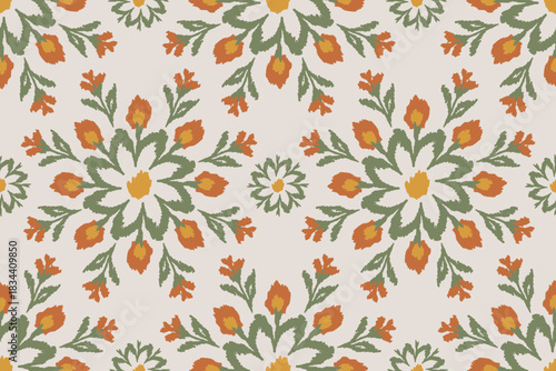 Vector damask seamless pattern background. Elegant luxury texture for wallpapers, backgrounds, and page fill.Motifs Ikat floral embroidery.ethnic oriental pattern traditional.geometric folklore