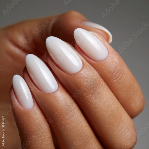 Manicure in cloud dancer color of the year 2026 on Elegant Hands
