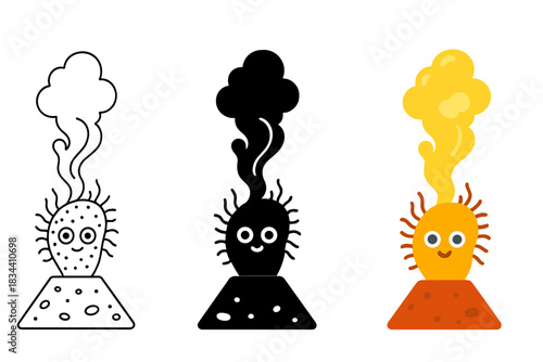 Thermophilic Archaeon Plume. Thermophilic archaeon releasing glowing gas plume from geothermal vent, first in line style with thin